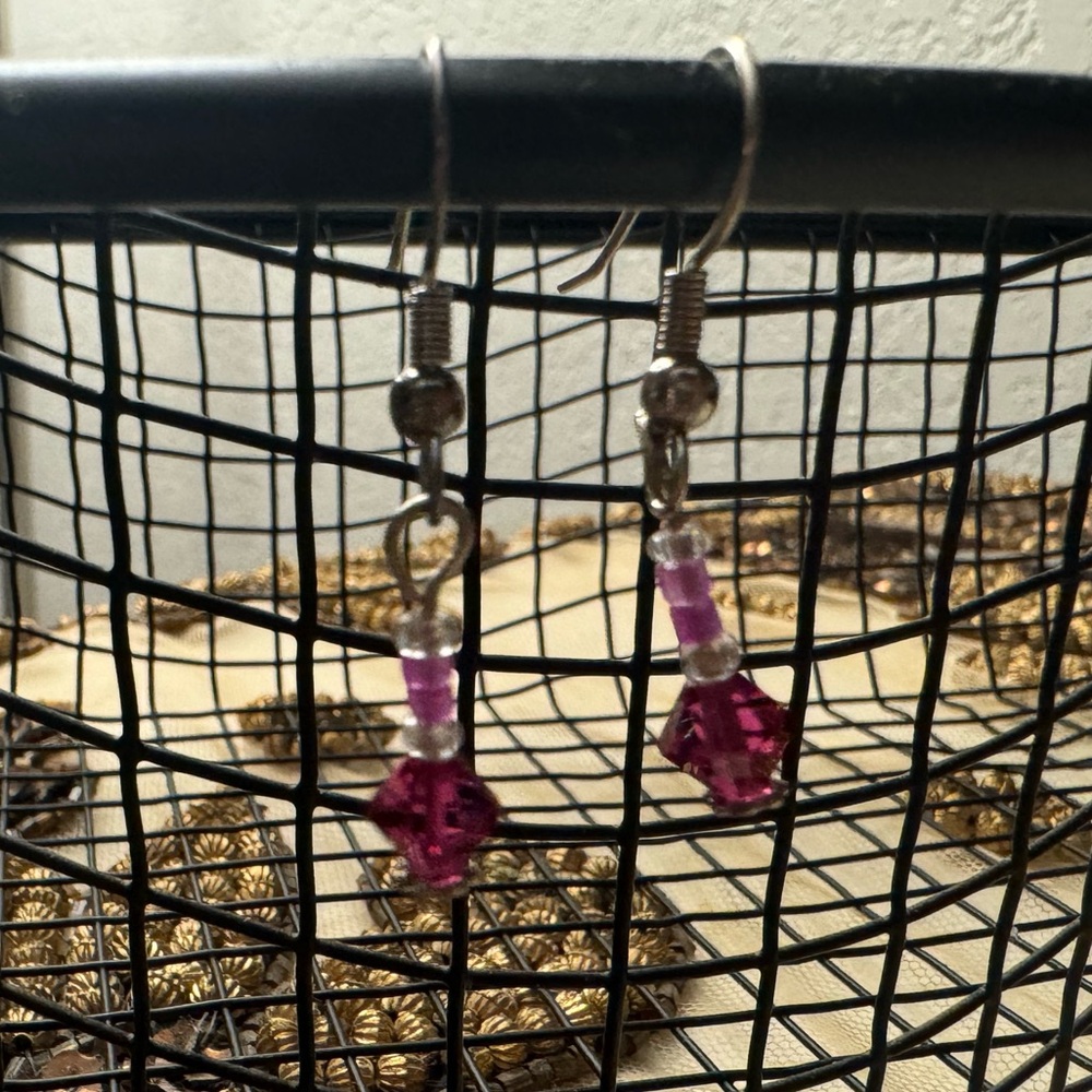 Stunning handmade pink drop earrings